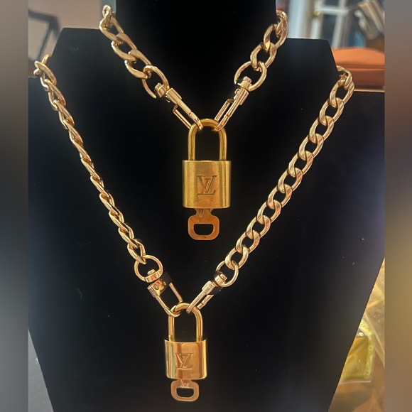 LV lock and key necklace and bracelet and Unbranded chains.